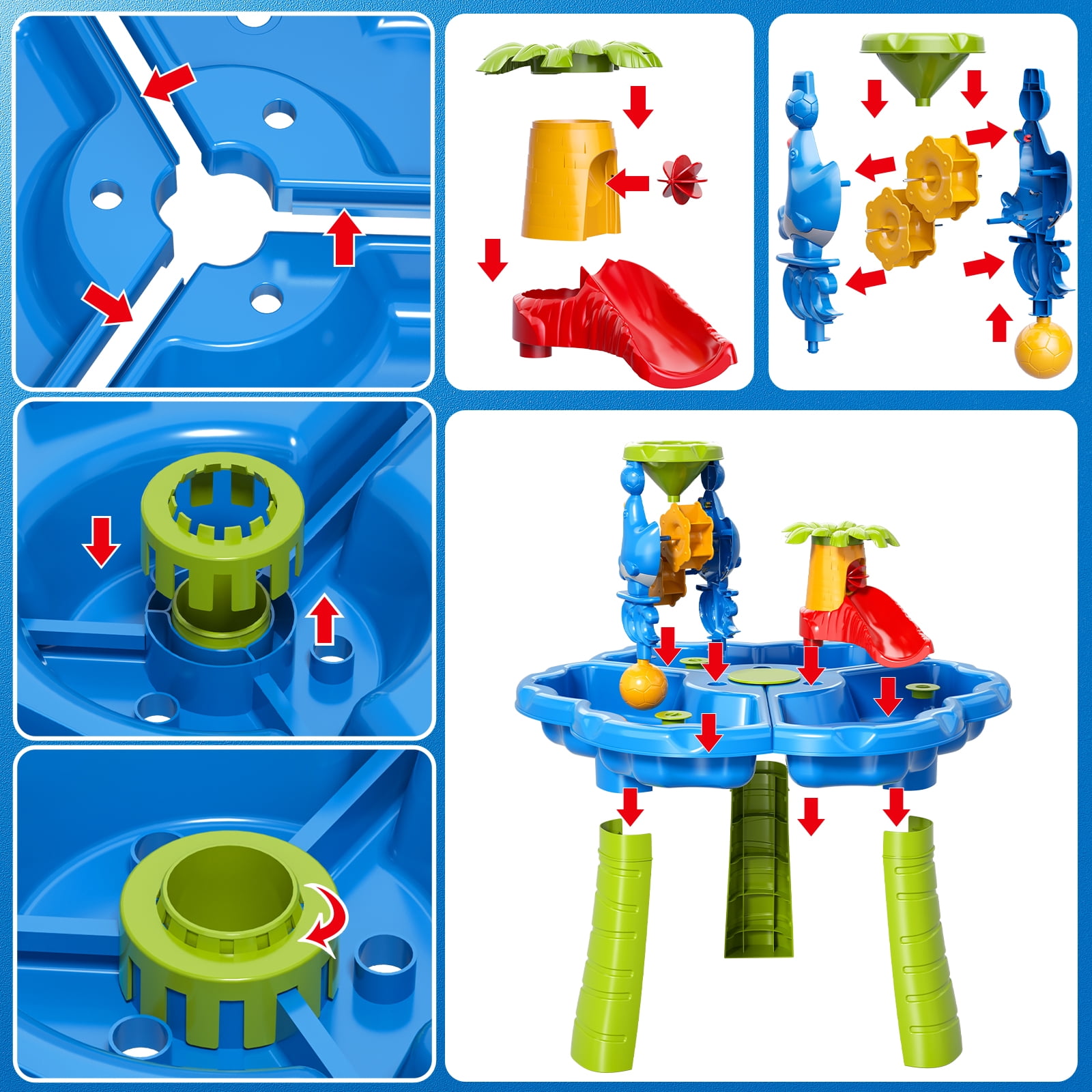 Lucky Doug Sand and Water Table for Toddlers 1-3-6, Toddlers Outdoor Toys Water Table for Kids Ages 18 Month+, Kids Outdoor Toys Water Play