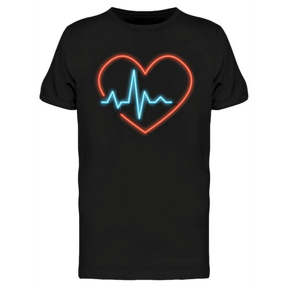 Heart Pulse Rate Neon Sign T-Shirt Men -Image by Shutterstock, Male Small
