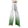 thumbnail image 4 of XFLWAM Women's Casual Wide Leg Palazzo Pants High Waisted Smocked Lounge Trousers with Pockets Green White M, 4 of 6