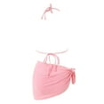 thumbnail image 6 of GEWSEY Women 3 Piece Swimsuits - Sexy Triangle Bikini Sets with Cover Up Halter String Tie Side Bathing Suits (Pink, L), 6 of 9