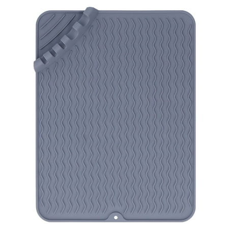 

Heat Resistant Mat Hanging Hole Design Silicone Dish Drying Mat For Kitchen
