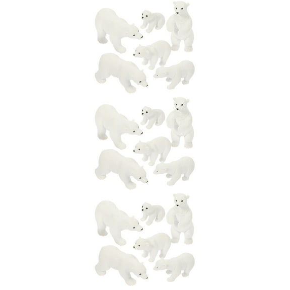 Raindrops  Set of 3 Polar Bear Micro Landscape Figurines Sea Animal Toys Fairy Miniature Christmas Tree White