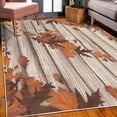 thumbnail image 3 of Autumn Decorative Rug, Fall Maple Leafs Tree Diagonal Leaves Foliage Rustic Wooden Planks Illustration, Quality Carpet for Bedroom Dorm and Living Room, 6 Sizes, Burnt Orange, by Ambesonne, 3 of 4