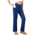 thumbnail image 2 of Guieoi Women Leggings under $5 Women Fashionable Casual Solid Color Composite Velvet Leggings High Waist Waist Straight Leg Pants Blue XL, 2 of 7
