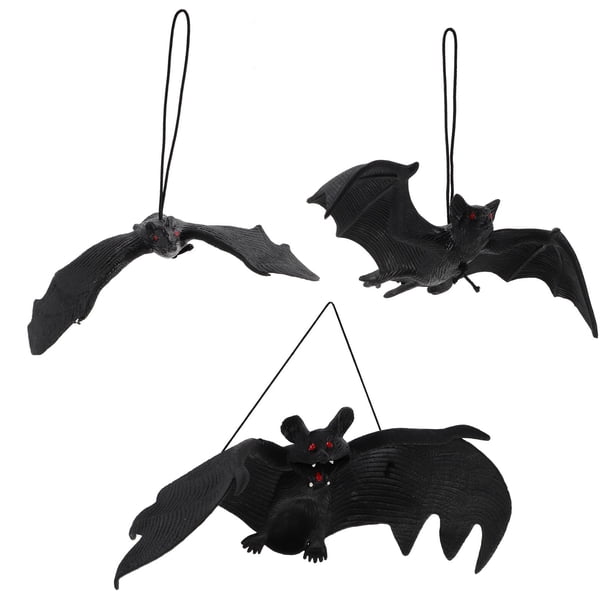 18 PCS Halloween Halloween Murciélagos Colgando Bats de goma Suministros de fiesta de Halloween