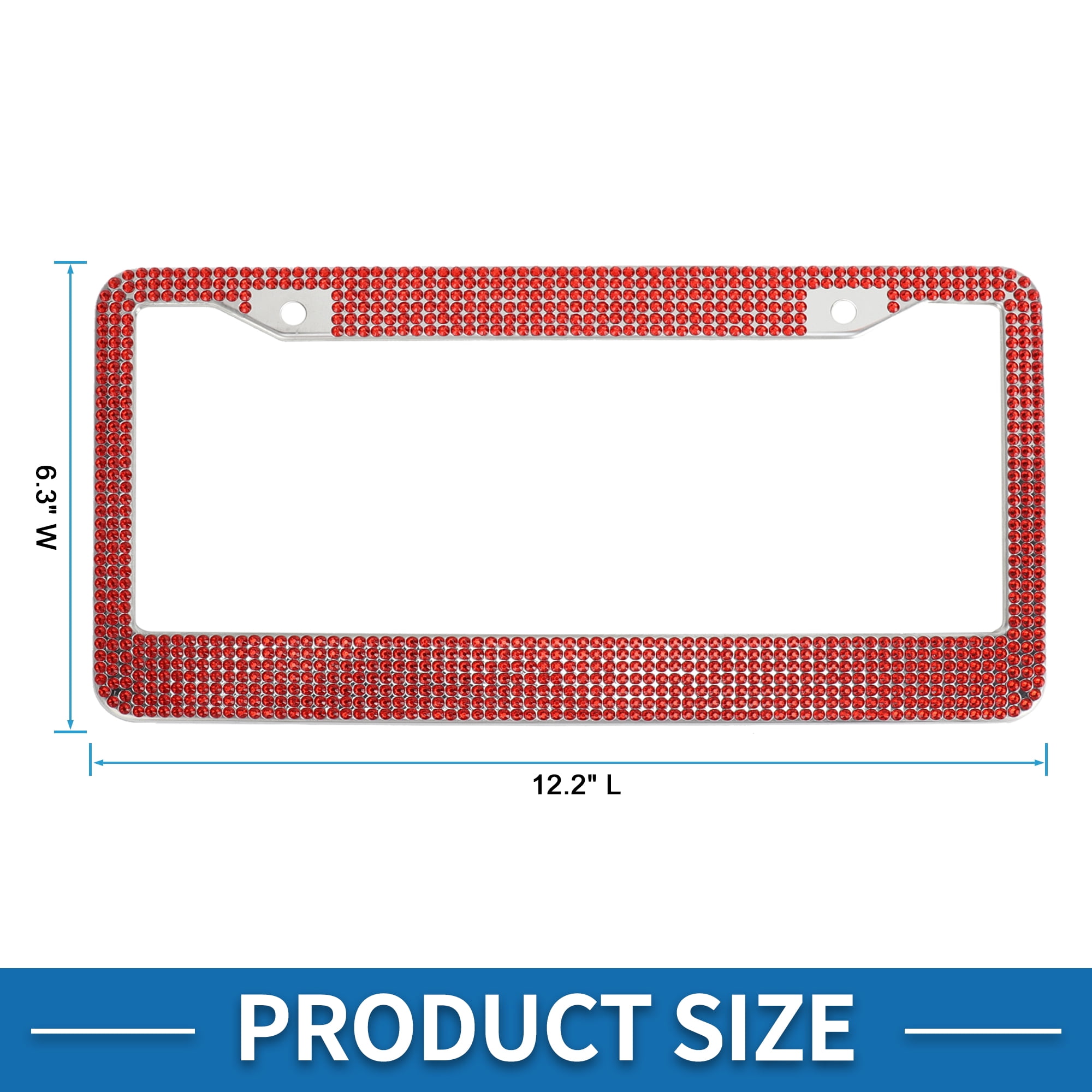 Unique Bargains Stainless Steel License Plate Holder with Round Holes Red