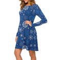 thumbnail image 4 of Wangmeiwg Christmas Dresses for Women Stylish Flowy T-Shirt Dress for Women Casual Comfort with Elegant Print Design and Relaxed Fit M Dark Blue, 4 of 7