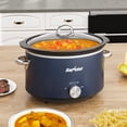 thumbnail image 3 of 4QT Compact Slow Cooker & Food Warmer with 3 Temperature Settings, Removable Ceramic Pot, Dishwasher-Safe Glass Lid, Stainless Steel - Available in Black, Silver, and Blue, 3 of 9