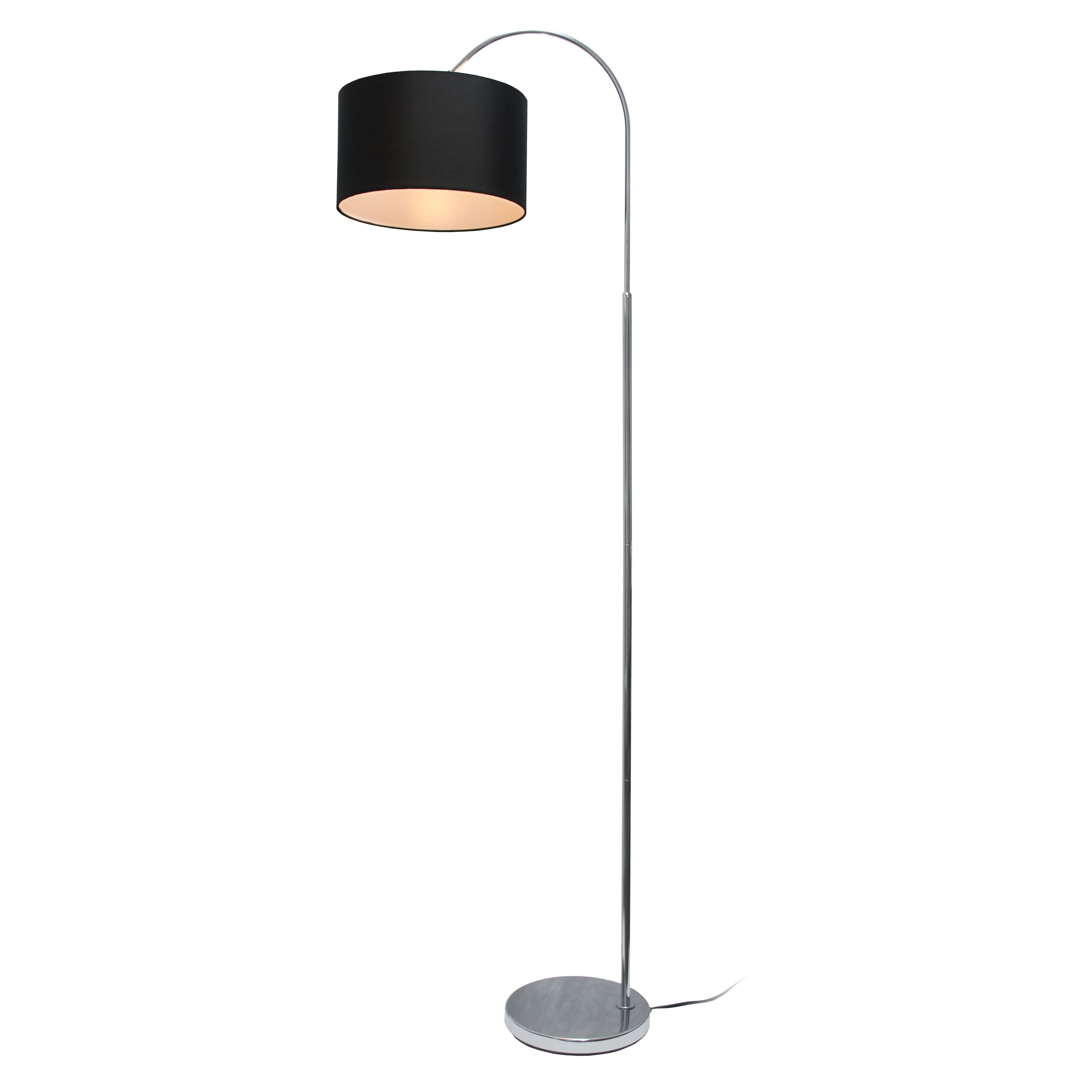 Creekwood Home 66" Modern Arched Brushed Nickel Floor Lamp with LED Bulb, Black Shade