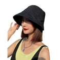 thumbnail image 2 of CoCopeanut Solid Color Women Bucket Hat Summer Foldable Sunscreen Panama Fisherman Hat Female Outdoor Sun Prevent Hat Present, 2 of 6