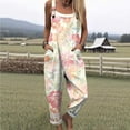 thumbnail image 2 of BODOAO Jumpsuits for Women Casual Square Neck Sleeveless Harem Overalls with Adjustable Straps and Pockets, Stretchy Loose Fit Summer One Piece Romper Outfit Blue L, 2 of 6