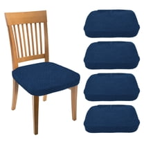 4Pack Stretch Jacquard Seat Covers, Dining Room Chair Seat Slipcover, Navy Blue