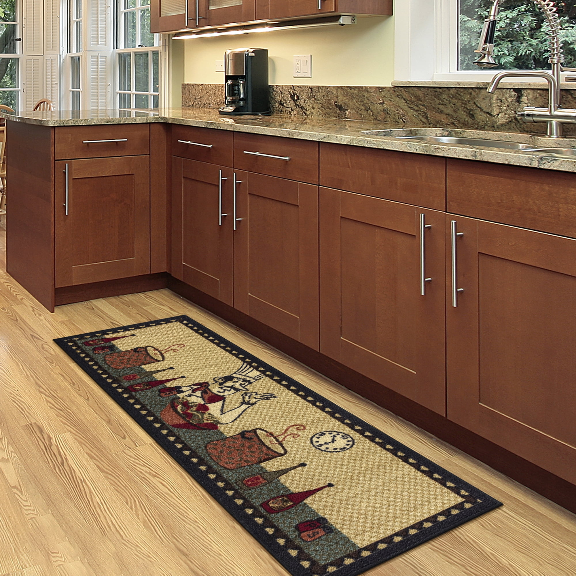 Ottomanson Machine Washable Non-Slip Rubberback Chef 2x5 Kitchen Runner Rug, 20" x 59", Beige