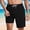 001 Black, variant on Men Casual Solid Color Shorts With Compression Liner Elastic Waist Drawstring Beach Swim Trunks