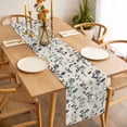 thumbnail image 3 of Green Grey Botanical Table Runner - 36 Inch Long Rustic Country Spring Floral Summer Leaf Cotton and Linen Blended Dress Scarves Farmhouse Table Runner for Kitchen Dining, Coffee Table, 13" x 36", 3 of 8