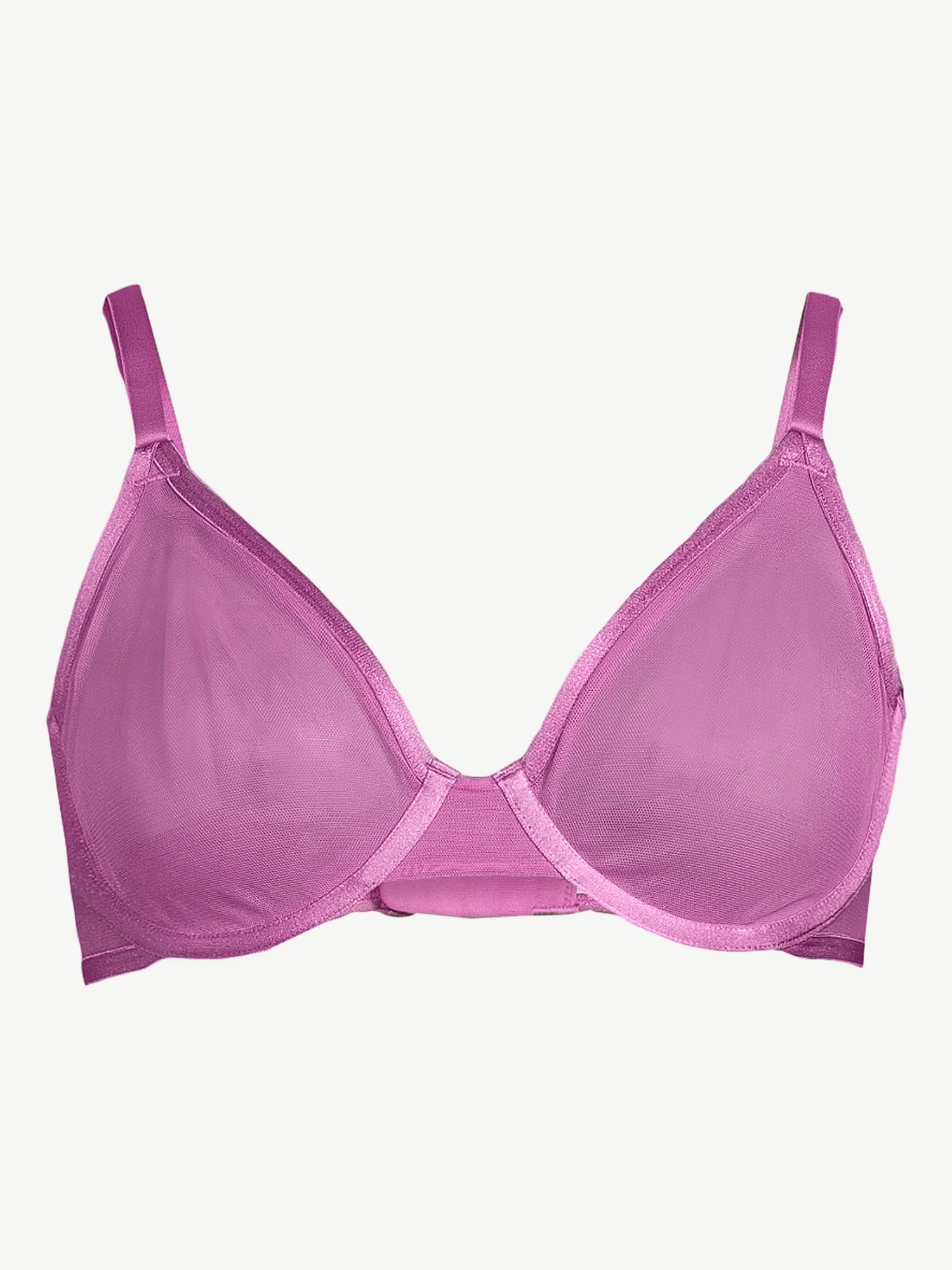 Joyspun Women's Full Coverage Sheer Mesh Unlined Bra, Sizes 34C to 42DD
