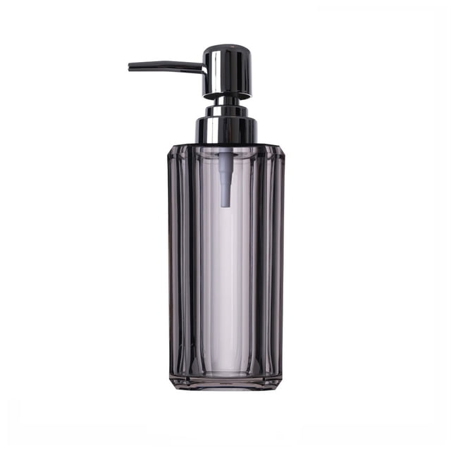 Dispensador de jabón líquido recargable transparente de resina de lujo, botella con bomba for tocador de baño, encimera, fregadero, plástico plateado galvanizado