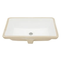 21"×13"×7.25" White Ceramic Rectangular Undermount Bathroom Sink with Overflow Hole