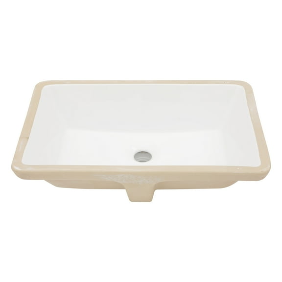 21"×13"×7.25" White Ceramic Rectangular Undermount Bathroom Sink with Overflow Hole