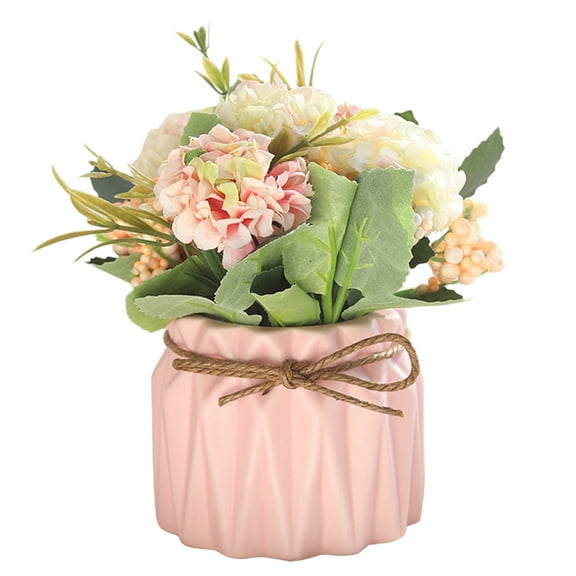 LanSuare Artificial Simulated Flower with Small Ceramic Vase Plant Pot for Table Home Living Room Party Office Wedding