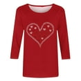 thumbnail image 4 of CFLVAEK Womens Valentines Day Shirts Fashion Love Heart Graphic T Shirts Plus Size 3/4 Sleeve Blouses Casual Round Neck Tops Holiday Gifts for Women XXL, 4 of 4