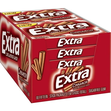 EXTRA Gum Cinnamon Sugarfree Chewing Gum, 15 Pieces (Pack of 10)