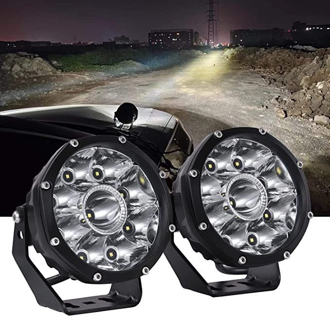 BANSIT Pair 5 Inch Led Offroad Driving Lights 160w Round Offroad Spot Light  Driving Spotlights With Yellow Cover Wiring Harness 12V 24V for Pickup