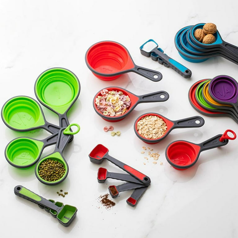 Silicone Collapsible Measuring Cups and Spoons for Dry and Liquid  Ingredients