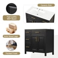 thumbnail image 5 of 36" Bathroom Vanity with Sink Top, Modern Bathroom Storage Cabinet with Two Doors and Three Drawers, Bathroom Vanity Cabinet, Black, 5 of 7