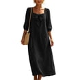 thumbnail image 2 of YuXingFu Wedding Guest Dresses for Women formal Maxi Crew Neck Plus Size Womens Dress Long Sleeve for Beach Long Casual Summer Black S, 2 of 9
