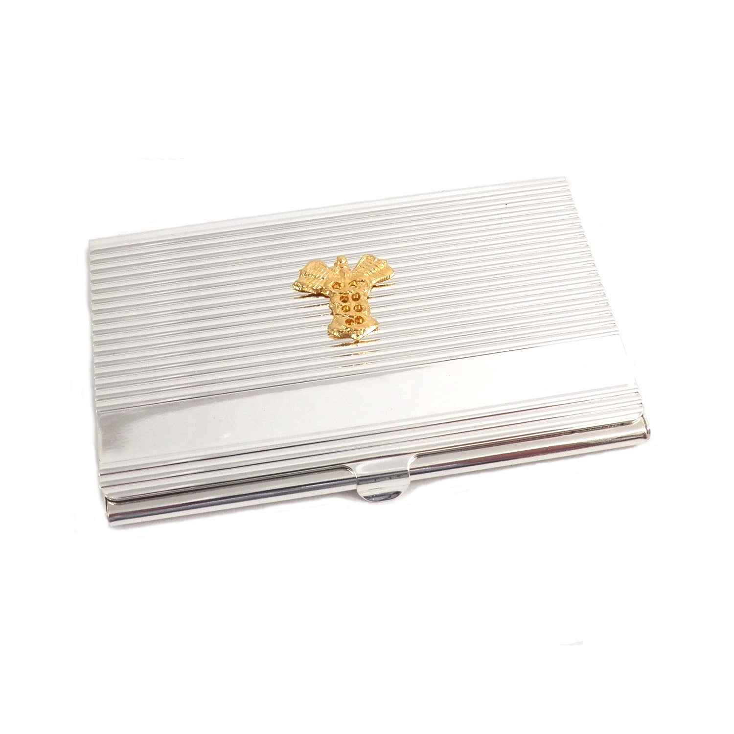 Silver Plated Business Card Case with Gold Plated "Medical" Emblem