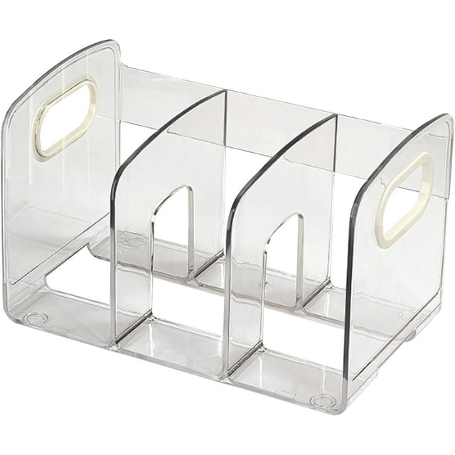 Organizador de archivos de acrílico transparente para oficina, divisores de almacenamiento de papel para libros de 3 secciones con asa lateral, soporte vertical para archivos tipo sobre