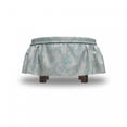 thumbnail image 4 of Botanical Ottoman Cover, Romantic Simple Floral, 2 Piece Slipcover Set with Ruffle Skirt for Square Round Cube Footstool Decorative Home Accent, Standard Size, Pale Blue and Off White, by Ambesonne, 4 of 5