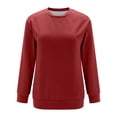 thumbnail image 4 of Charmgo Womens Sweatshirt, Women's Crew Neck Solid Color Sweatshirt Tops Long Sleeves Casual Pullover Lightweight Loose Tops Crewneck Sweatshirts Oversized, Fall Outfits for Women 2024 Red XXL, 4 of 5