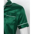 thumbnail image 7 of TiaoBug Women Mens Pajamas Set Satin Lapel Short Sleeve Shirts with Shorts 2-Piece Nightwear Dark Green L, 7 of 7