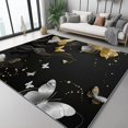 thumbnail image 1 of Area Rug Machine Washable Simple Luxury Butterfly Theme, 4 X 6 ft Large Carpet Foldable for Bedroom Dining Room Home Office, Black Fade Stain Resistant Indoor & Outdoor Rugs, 1 of 7