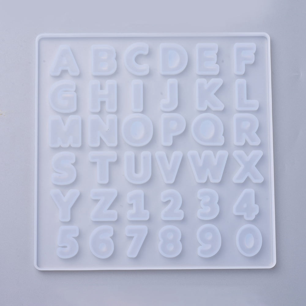 Silicone Molds Resin Casting Molds For UV Resin Epoxy Resin Jewelry Making Letter White 135x135x5.5mm Inner Size: 15~17x5~21mm