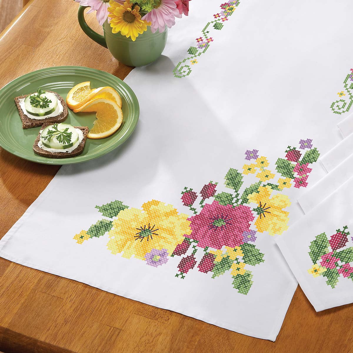Garden in Bloom Table Runner Stamped Cross-Stitch - Walmart.com