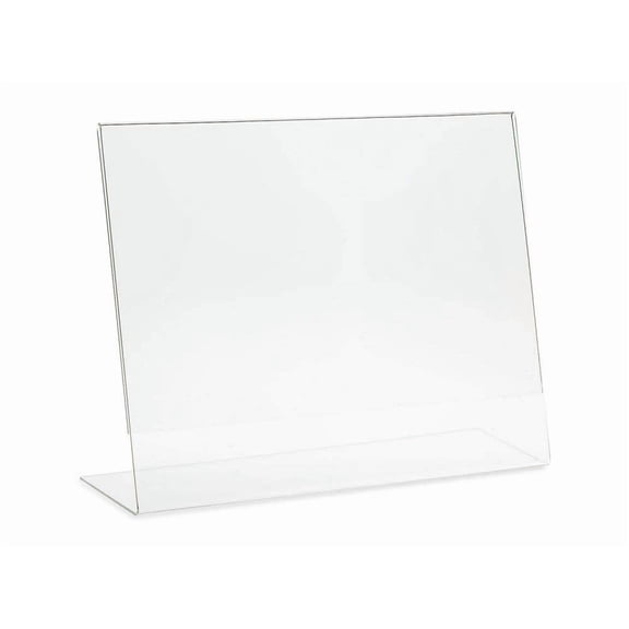 Dazzling Displays Clear Sign Holders - 11 x 8.5 Horizontal Landscape Slanted Acrylic Display Stand - Durable Picture Frame for Office, Retail, and Home Use (3 Pack)