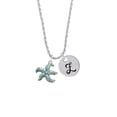 thumbnail image 2 of Delight Jewelry Silvertone Hot Blue Starfish - Silvertone Script Initial Disc - Z - Charm Necklace, 20"+3", 2 of 4