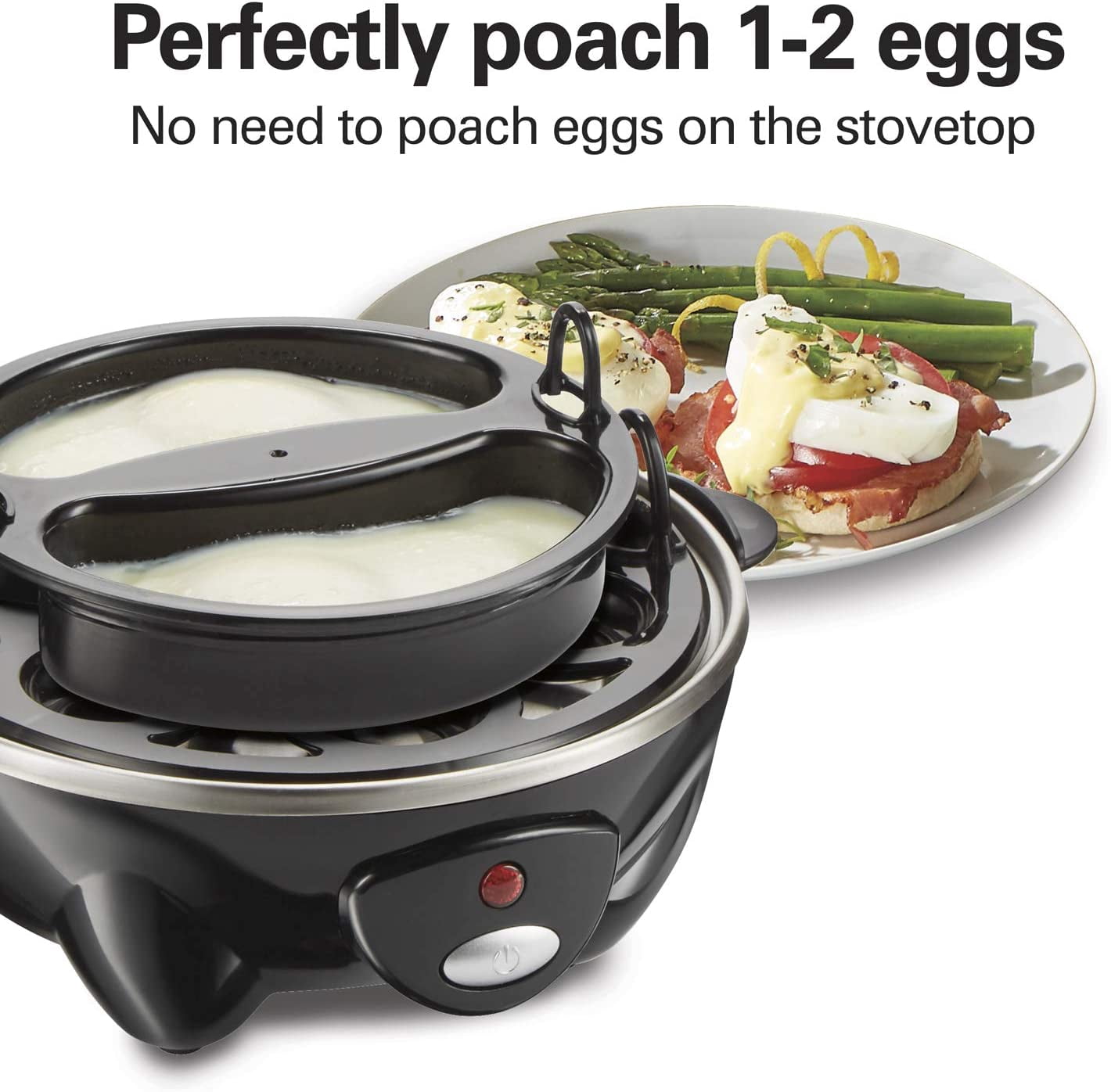 3-in-1 Electric Egg Cooker for Hard Boiled Eggs, Poacher, Omelet Maker & Vegetable Steamer, Holds 14, Black (25508)