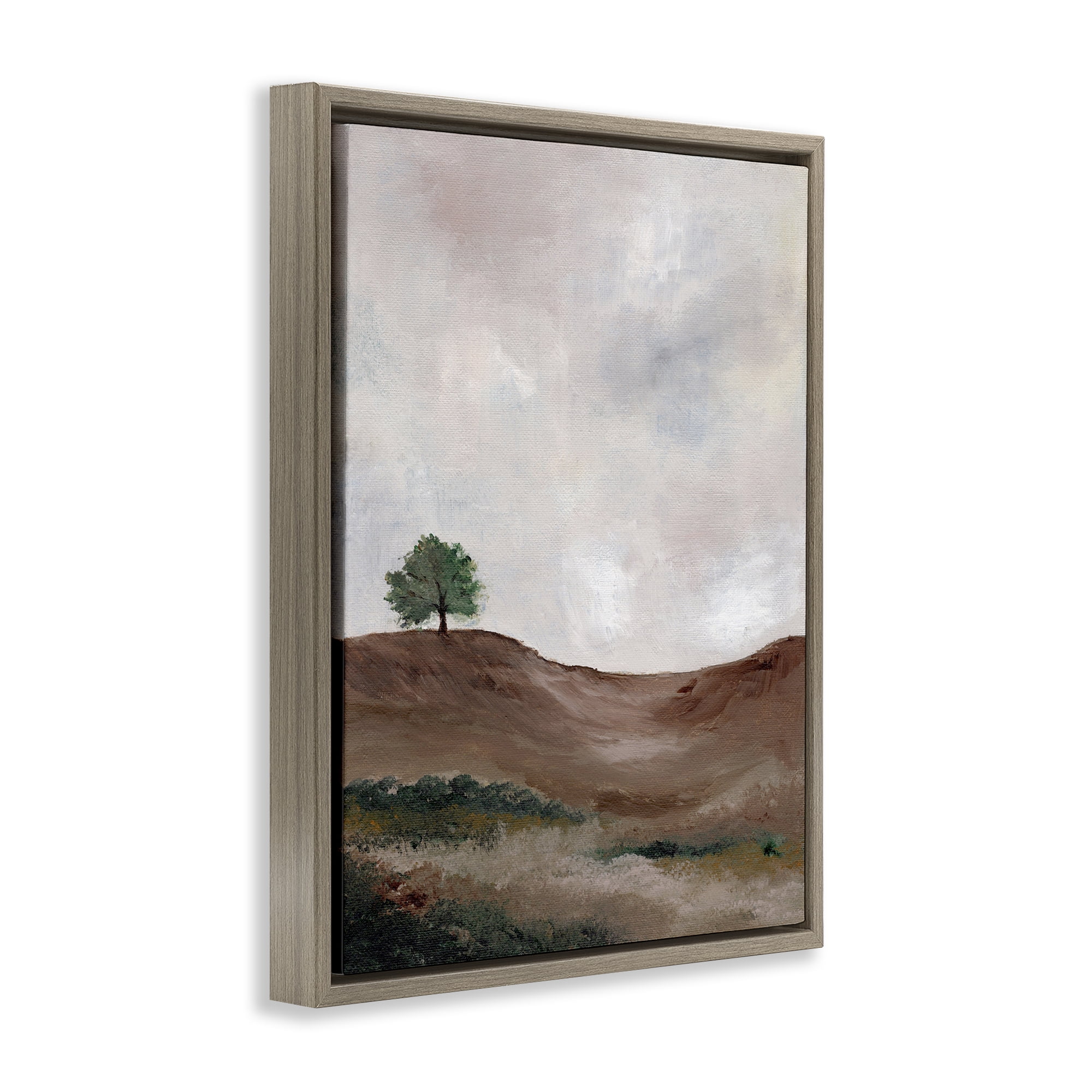 Stupell Industries Curving Desert Hill Landscape & Nature Painting Brown Floater Framed Canvas Art Print Wall Art, 17 x 21