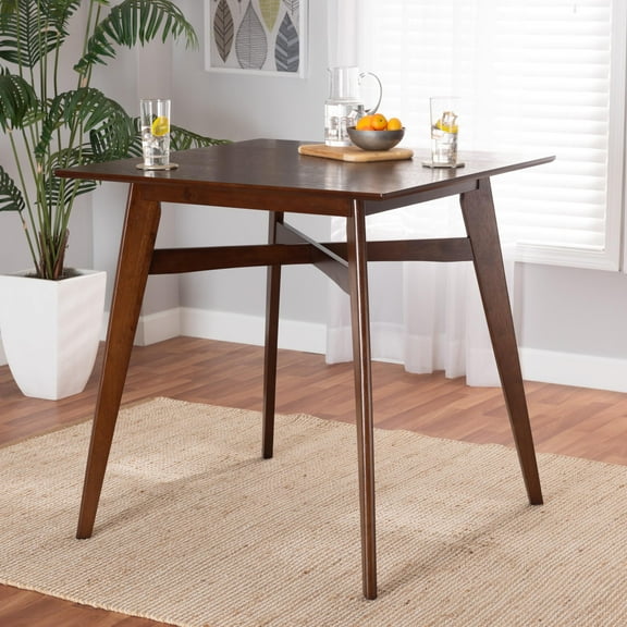 Baxton Studio Leena Mid-Century Modern Walnut Brown Finished Wood Counter Height Pub Table