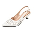 thumbnail image 2 of Viluyesy Pumps for Women Pointed Toe Slingback Kitten Heel Comfortable Dress Work Shoes Casual Walking White Size 5, 2 of 9