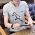thumbnail image 5 of Camiseta con alfabeto de ropa urbana para hombre, ropa para hombre, camisetas de algodón con cuello en V, top de verano con dibujos de anime XL, 5XL, elegante y elástica, 5 of 5