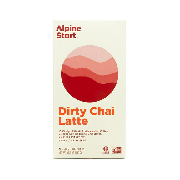 Alpine Start Dirty Chai Tea, Dairy Free Instant Latte, 5 Packs (0.70 oz Each)