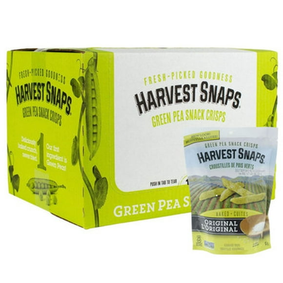 Harvest Snaps Croustilles de Pois Verts - 90g (12/caisse) Croustilles Originales Saveur Cuite non-OGM, Sans Gluten