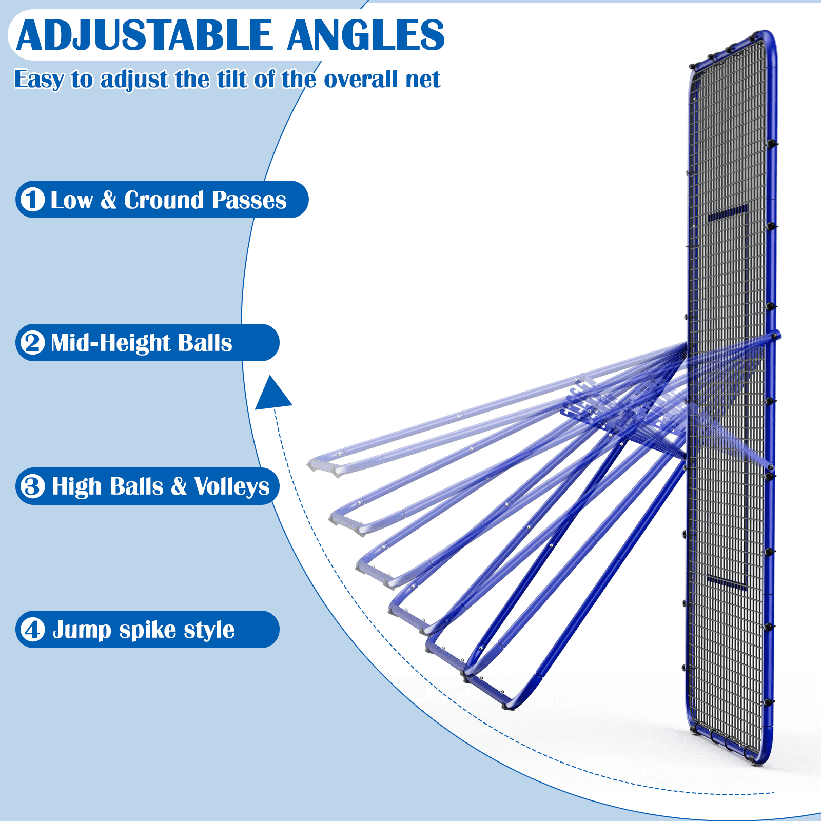 Adjustable Volleyball Rebounder Net 7x4 FT, Steel Frame & High-Tension PE Netting, Durable & Portable Volleyball Training Equipment Practice for Improving Volleying, Bumping, Spiking Skills