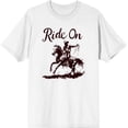 thumbnail image 3 of Cowboy "Ride On" Adult White Crew Neck Short Sleeve Tee-XS, 3 of 4