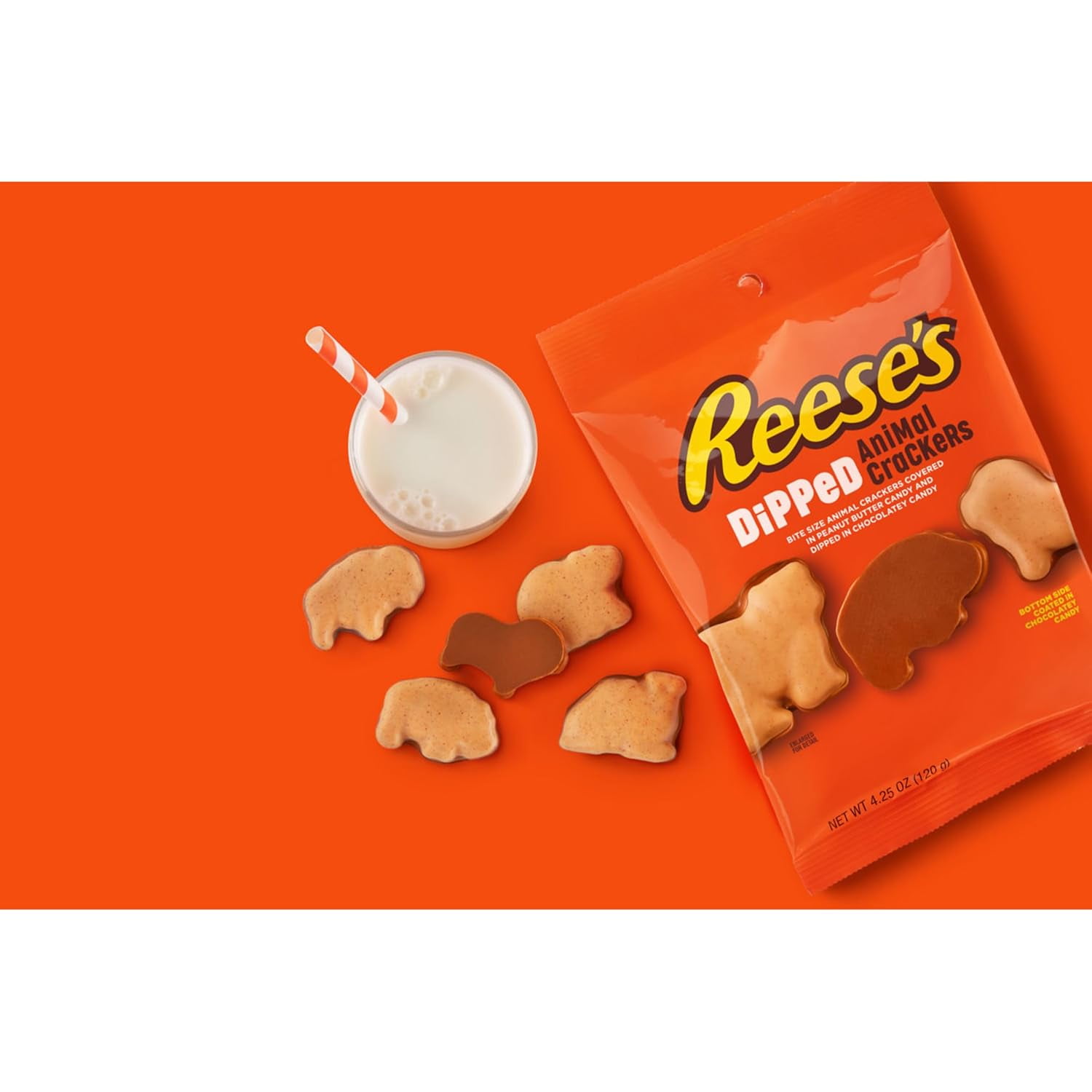 Reese’s Dipped Animal Crackers Bite Size Snack, 12 Pack, 4.25 oz Bags